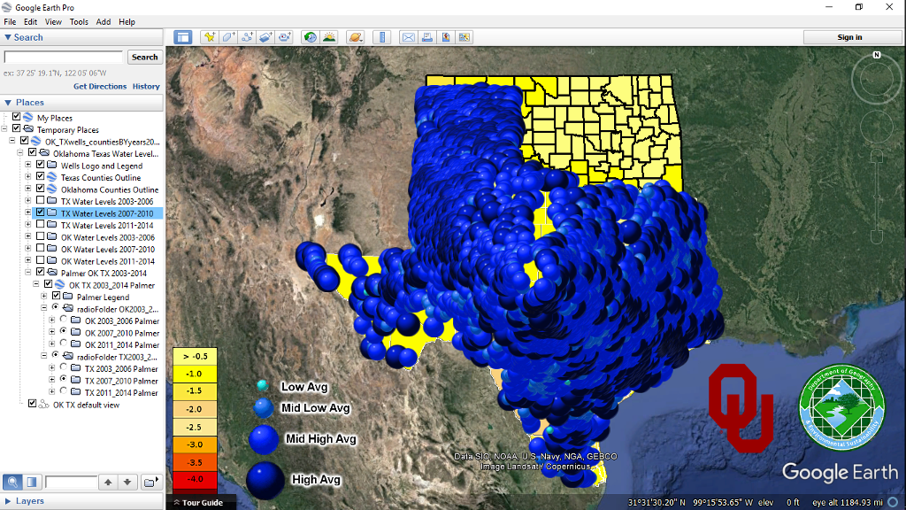 Texas only 2007 to 2010
