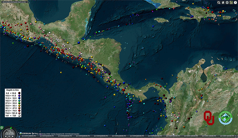 Cesium Above Surface Earthquakes View