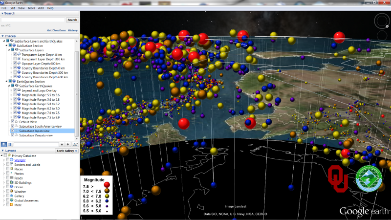 Subsurface Earthquakes Japan View